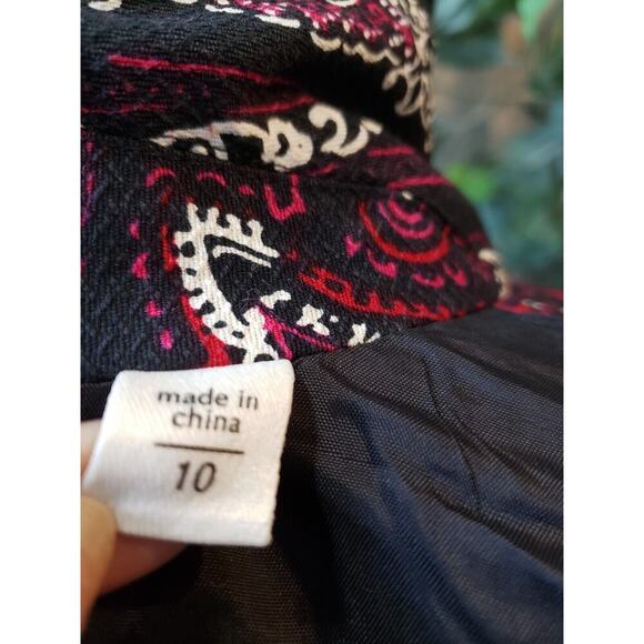 Coldwater Creek Women's Red & Black Cotton Long Sleeve Cropped Jacket Blazer 10 - Picture 8 of 15